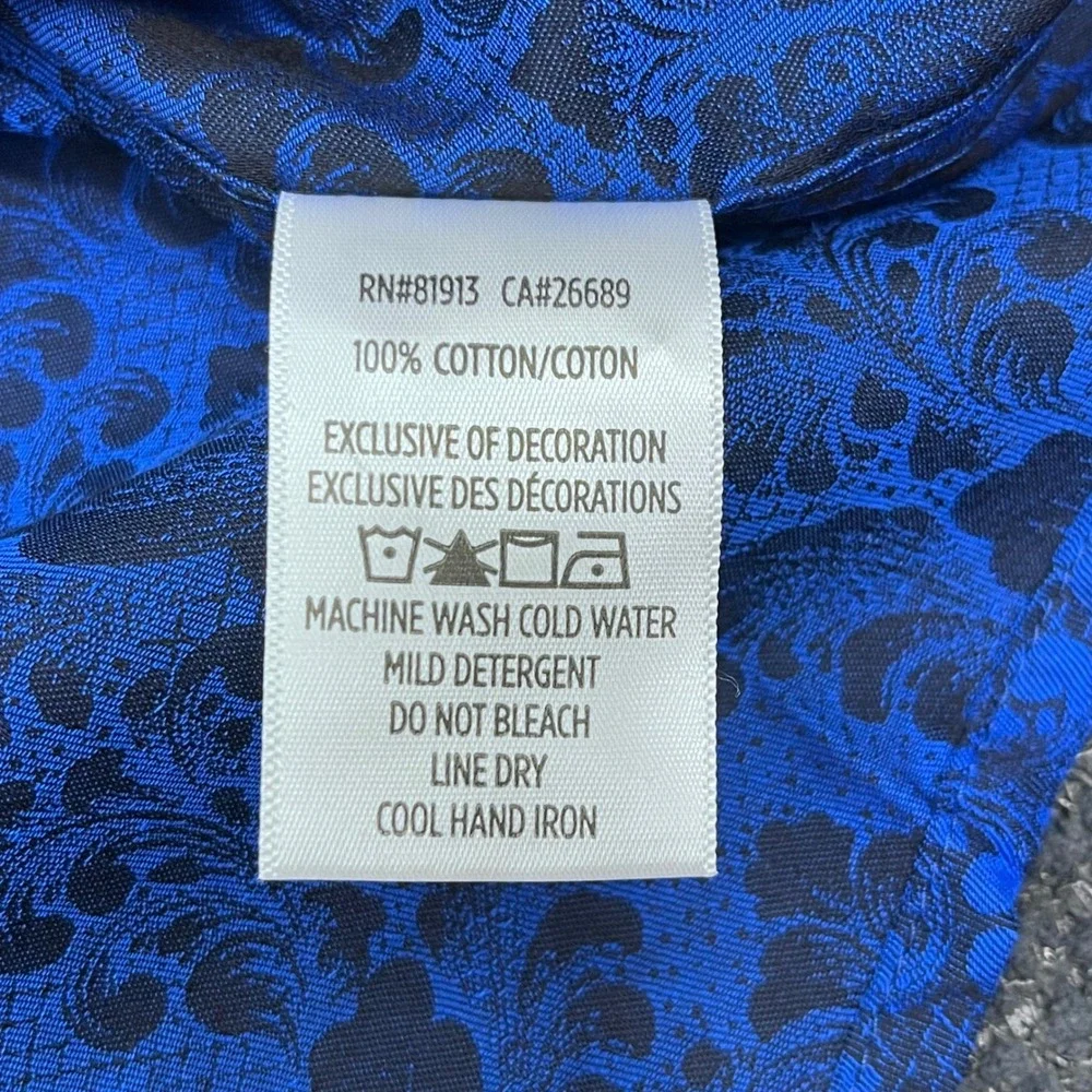 Robert Graham Bayview Down Shirt 3XL ClassicFit Navy Damask Jacquard Long Sleeve